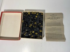 Embossed Anagrams 1936 Milton Bradley 182 Letters Tile Game 4514 Series Vintage