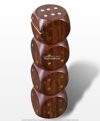 Lot of 5 Handmade Wooden Pirates Dice Set Casino Game with Dices Shaped Box