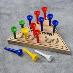 Travel-Friendly Traditional Wooden Triangle Game with Colorful Pegs – Ages 3+