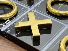 Marble Tic Tac Toe Game for Living Room Decor Centerpiece Black and Gold XO with