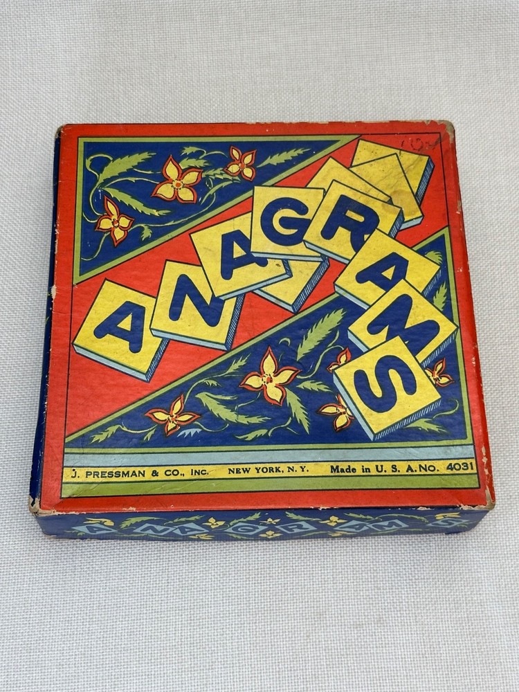 Antique 1920 Anagrams Game By Pressman Co. Inc. USA With Box Complete Preowned
