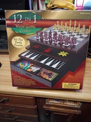 12 in 1 Wood Cardinal Game Center Set Chess Backgammon Chinese Checkers Mancala