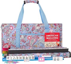 American Mahjong Set with 166 Tiles, Racks, Pusher, Bag, Accessories, and Manual