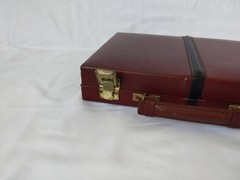 Vintage MR MAN Backgammon Board Game Leather Travel Case Box Brown Briefcase