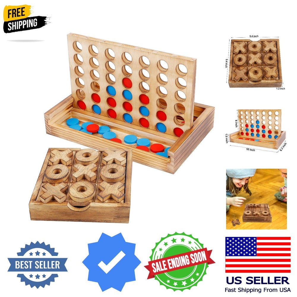 Tic Tac Toe & 4 in a Row Tables Game Set, Classic Board Line Up 4 for Living …