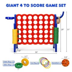 Jumbo 4-to-Score 4 in A Row Giant Game Set Kids Adults Family Fun Outdoor Rings