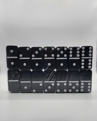 Dominoes Double Six Jumbo Set of 28 Black title w/White Dots (US Seller)