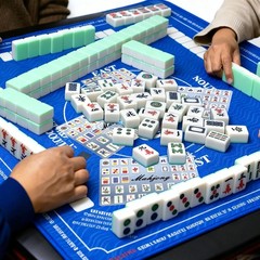 Large Blue Anti Slip Noise Reduction Mahjong Table Mat 31.5×31.5 inches