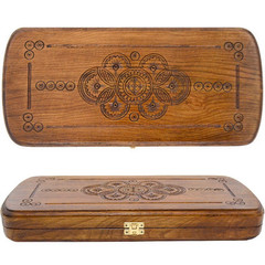 Handmade Wooden Backgammon Set “Champion” – Large Carved Board 16.5×15 in