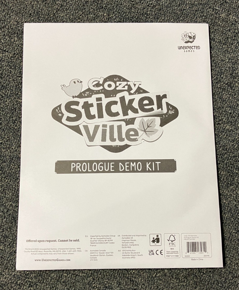 NEW PROMO Cozy Stickerville Unexpected Games Prologue Demo Kit PAX Convention