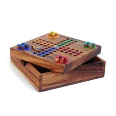 Wooden Ludo Pachisi Strategy Fun Traditional Travel Board Game 14x14cm 6х6″