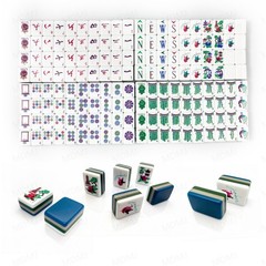 NEW! Vibrant Layered Mahjong Tiles – American Set 160 Tiles – Navy Blue
