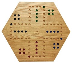 Solid Oak Wood Double Sided Marbles Board Game Hand Painted 20 inch
