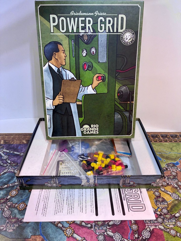 Friedemann Friese POWER GRID Board Game – Rio Grande Games Complete 2012 EUC