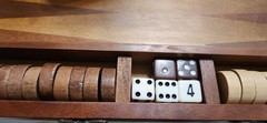 Solid Wood Backgammon Game Varnished Folding Board Set Complete EUC