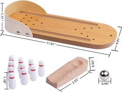 Table Top Mini Bowling Game Set-Tabletop Wooden Board Mini Arcade Desktop Tiny B