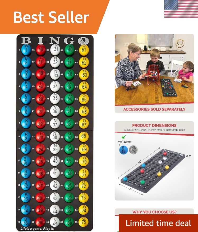 Portable Bingo Master Board & Multi-Color 7/8” Balls – Perfect for Game Nights!