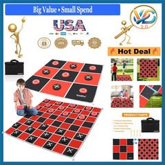 Quadpro 2-in-1 Giant Checkers & Tic Tac Toe Game Set Outdoor Backyard Game