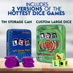 LCR (Left Right Center) in Blue & Dice Game in Green Tin Gift Set Bundle – 2