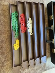 Vintage American MahJongg Set Embossed Wood Tiles And Faux Alligator Case