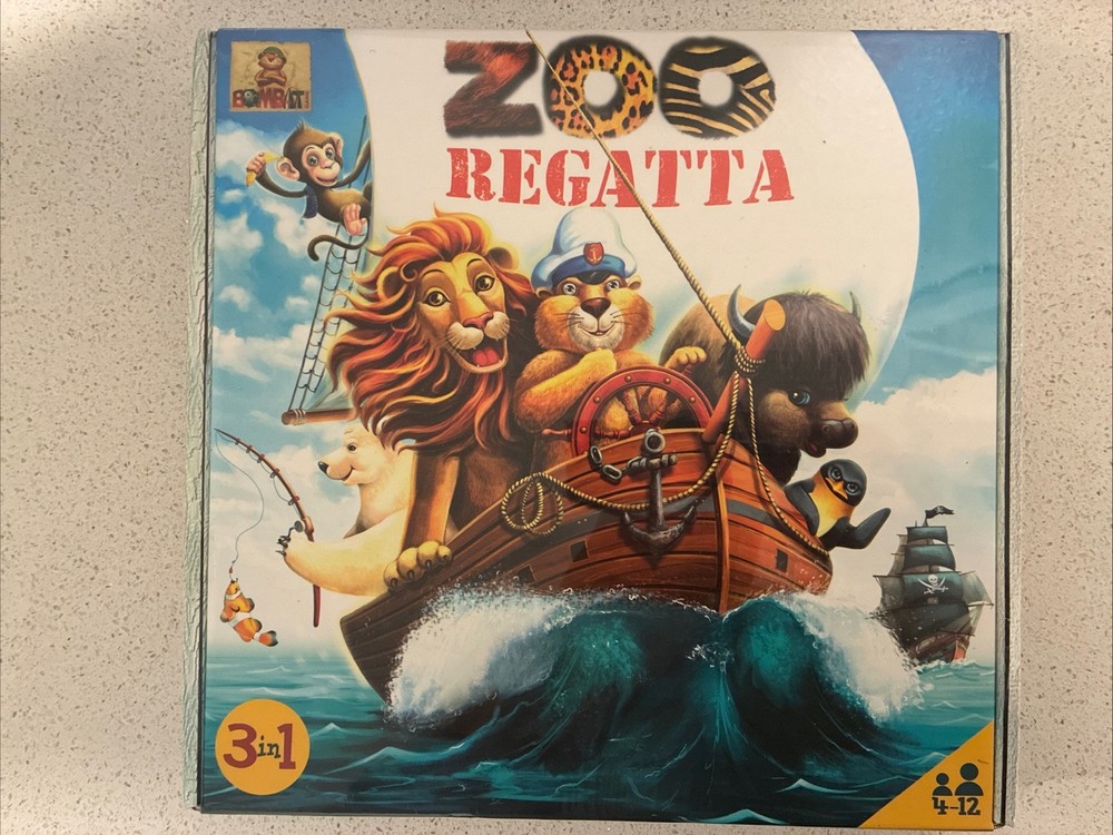 Zoo Regatta Board Game By Bombat Games 3in1 Family Game 4-12 Years 2-4 Players