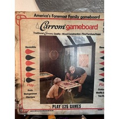 Vintage Carrom Gameboard 125 Games Reversible Wood Board Original Box No. 108