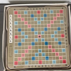 VTG Scrabble Deluxe Edition Rotating Turntable Wood Tiles 1989 MB Incomplete