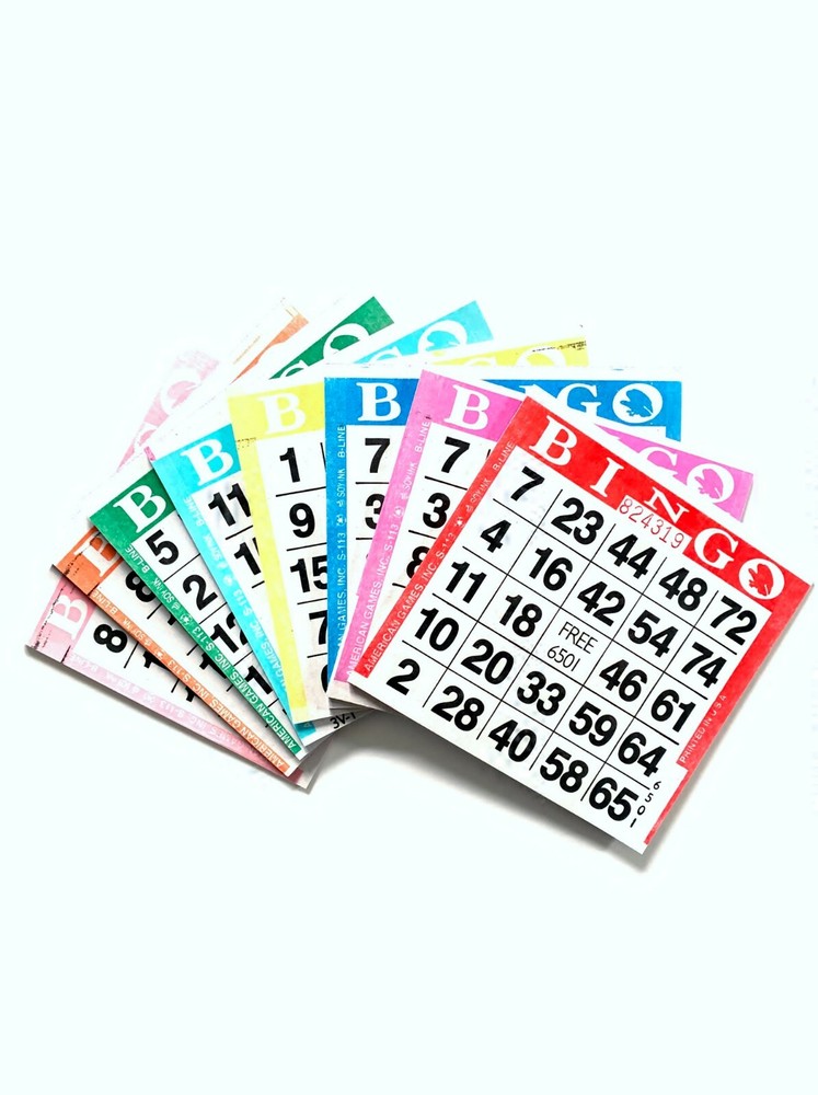 1 on Single Face Bingo Paper Game Cards- Pack of 100-Random All One Color Border