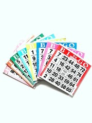 1 on Single Face Bingo Paper Game Cards- Pack of 100-Random All One Color Border