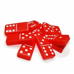 Dominoes Double Six Jumbo Set of 28 Red title w/White Dots (US Seller)