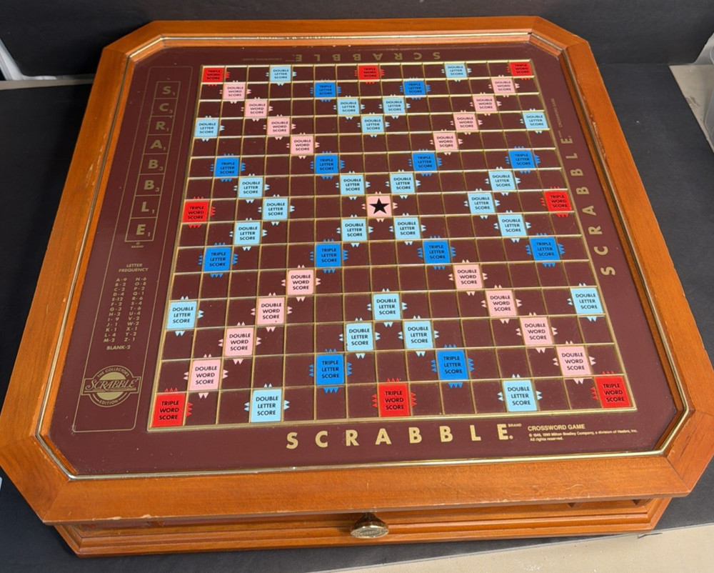 Vintage Franklin Mint Edition Scrabble 1990 Wood TURNTABLE BOARD ONLY