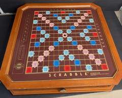 Vintage Franklin Mint Edition Scrabble 1990 Wood TURNTABLE BOARD ONLY