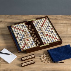 Scrabble Deluxe Travel Edition Wooden Folding Board Game Road Trip Free Shipping