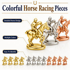 24.8in Wooden Horse Racing Board Game Foldable Large Race Track Set w Accessorie
