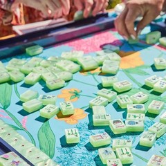 Luxury Fruit Green Crystal Acrylic American Mahjong Set 160 Tiles Home Game