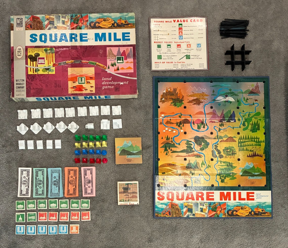 Square Mile by Milton Bradley- Vintage Land Development Board Game 100% Complete