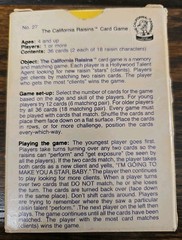 1987 California Raisins Memeory 36 Card Game Age 4 & Up 1 Or More Players. SKU5