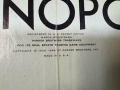 Vintage 1954 Monopoly Game Yellow Box Wooden Tokens Incomplete. See Description.