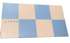 2021 Printworks Play Chess Blue & Ecru Cream Chess Set New Sealed In Damaged Box