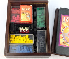 RISK Wooden Vintage Game Collection Edition Library Book Shelf COMPLETE Wood Box