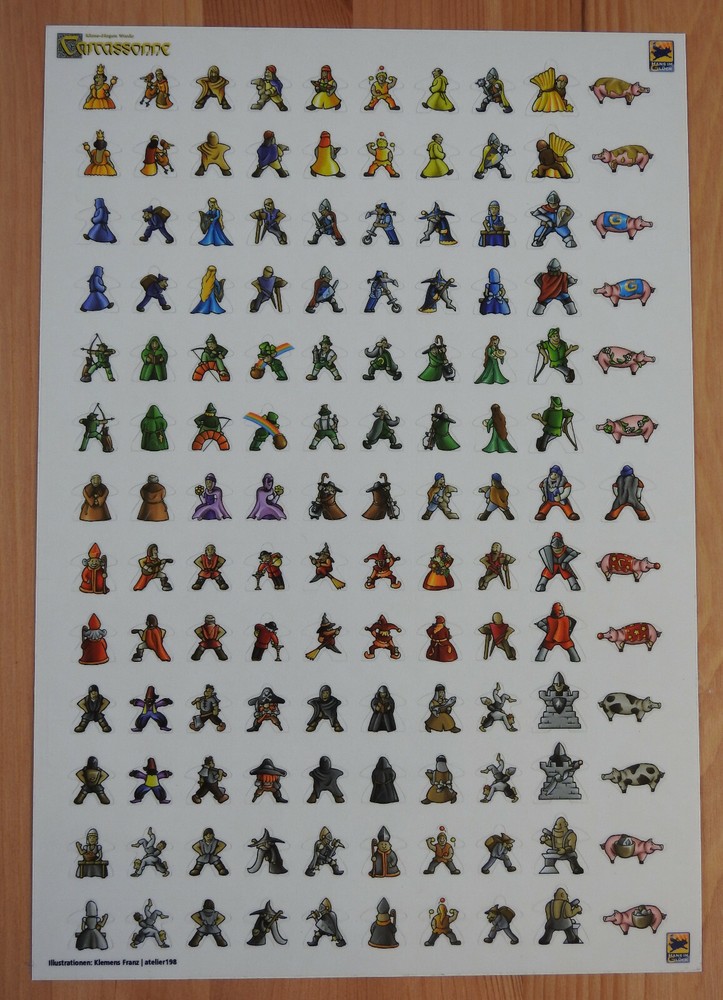 Carcassonne – 130 Meeple Stickers | Accessory | New