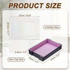 PU Leather Dice Tray, Rectangle Folding Dice Rolling Tray, Glitter Light Purple