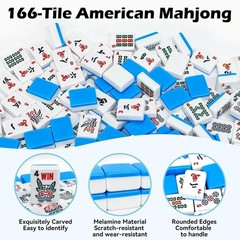 American Mahjong Tile Set with 166 Tiles, 1.2-Inch Mah Jongg Sets, Mahjong Gift