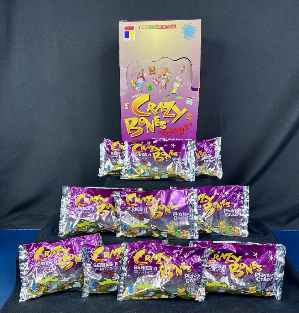 10 Sealed Packs GoGo’s Crazy Bones Things & Empty Display Box