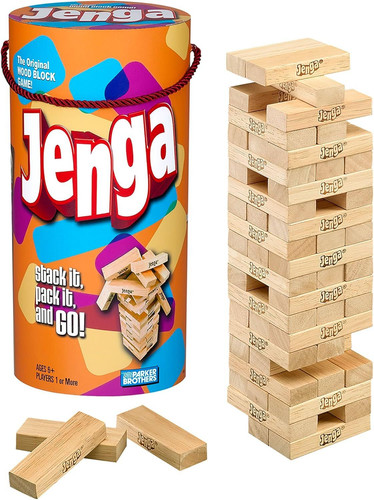 Hasbro Gaming Jenga Wooden Blocks Stacking Tumbling Tower Game | Party…