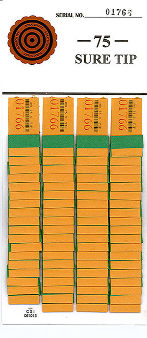 One Dozen # 75 Sure Tip Boards (1-75) Raffle/Jar Tickets Free Shipping USA