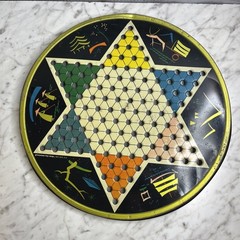 Vintage Pressman Toy Corp Chinese Checker Board Round Metal Multicolor 1153 USA