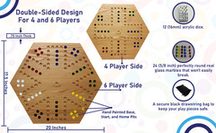 Solid Oak Wood Double Sided Marbles Board Game Hand Painted 20 inch