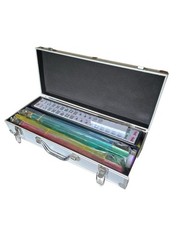 Mahjong Set, White Tiles, Modern Pushers, Silver Aluminum Case, NEW, Free Ship