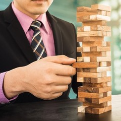 WE Games Mini Wood Block Party Game That Tumbles Down When You Play, 5.5 in.